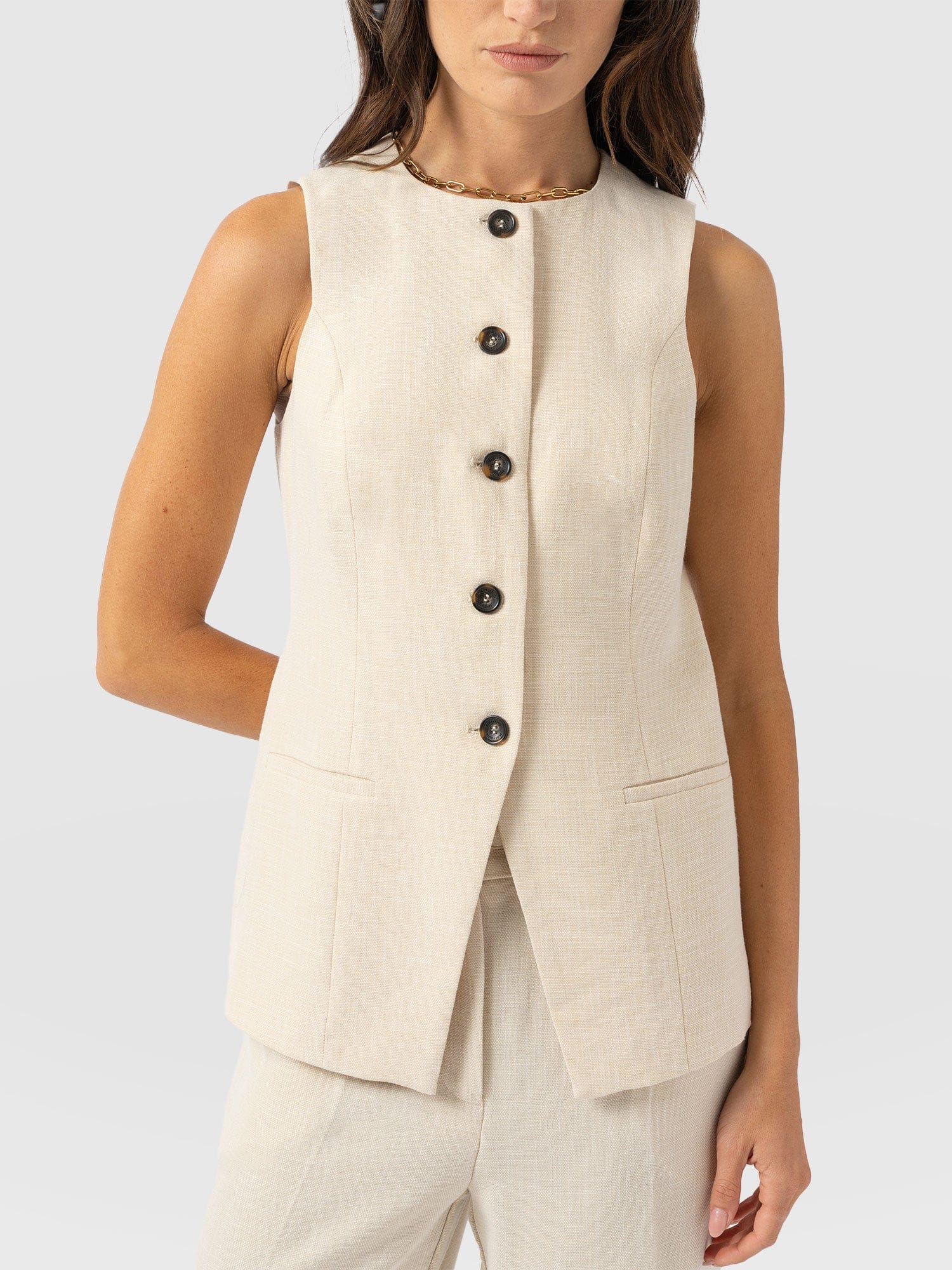 Argent Waistcoat - Cream - Women's Jackets | Saint + Sofia® USA