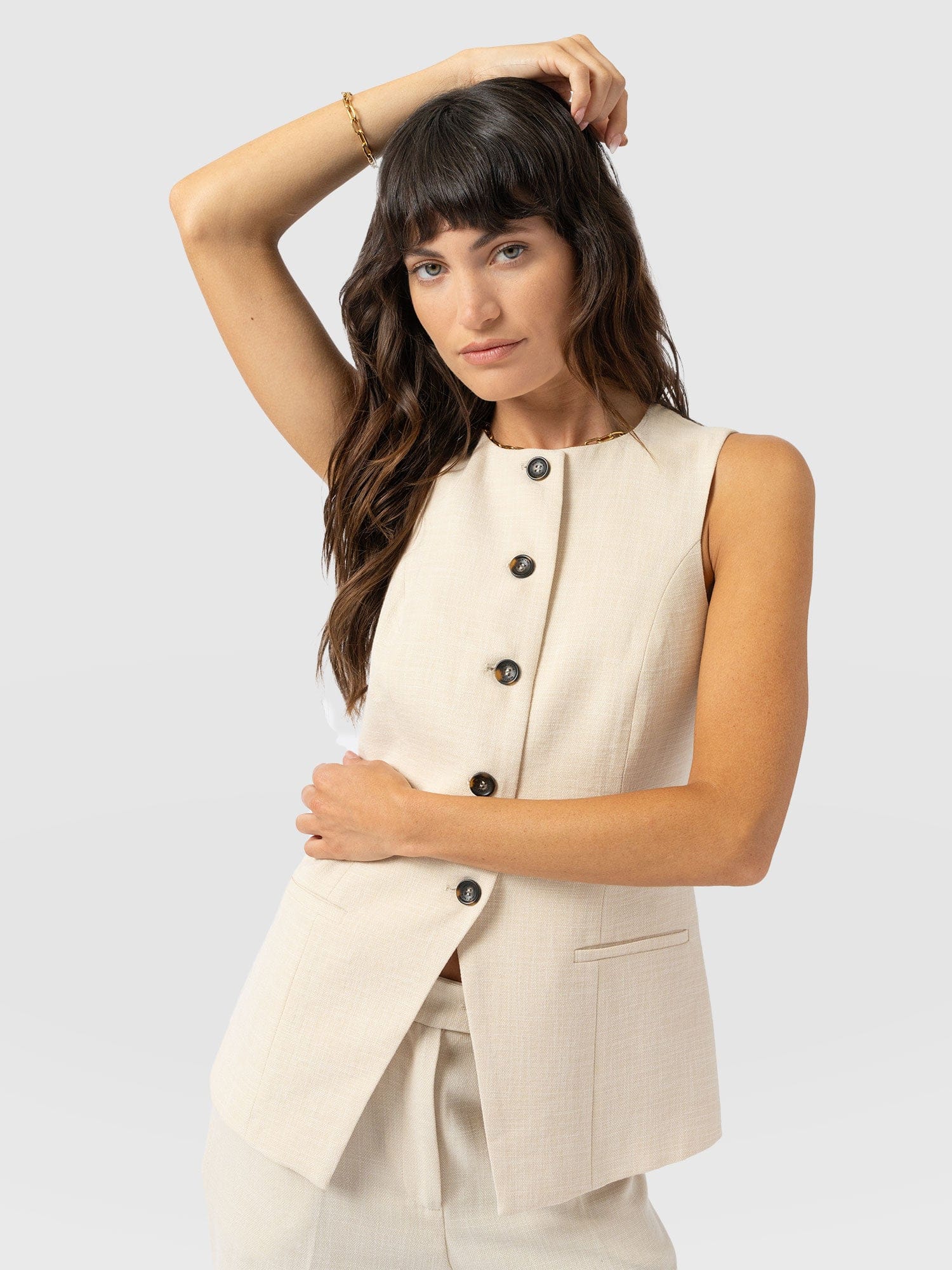 Argent Waistcoat - Cream - Women's Jackets | Saint + Sofia® USA