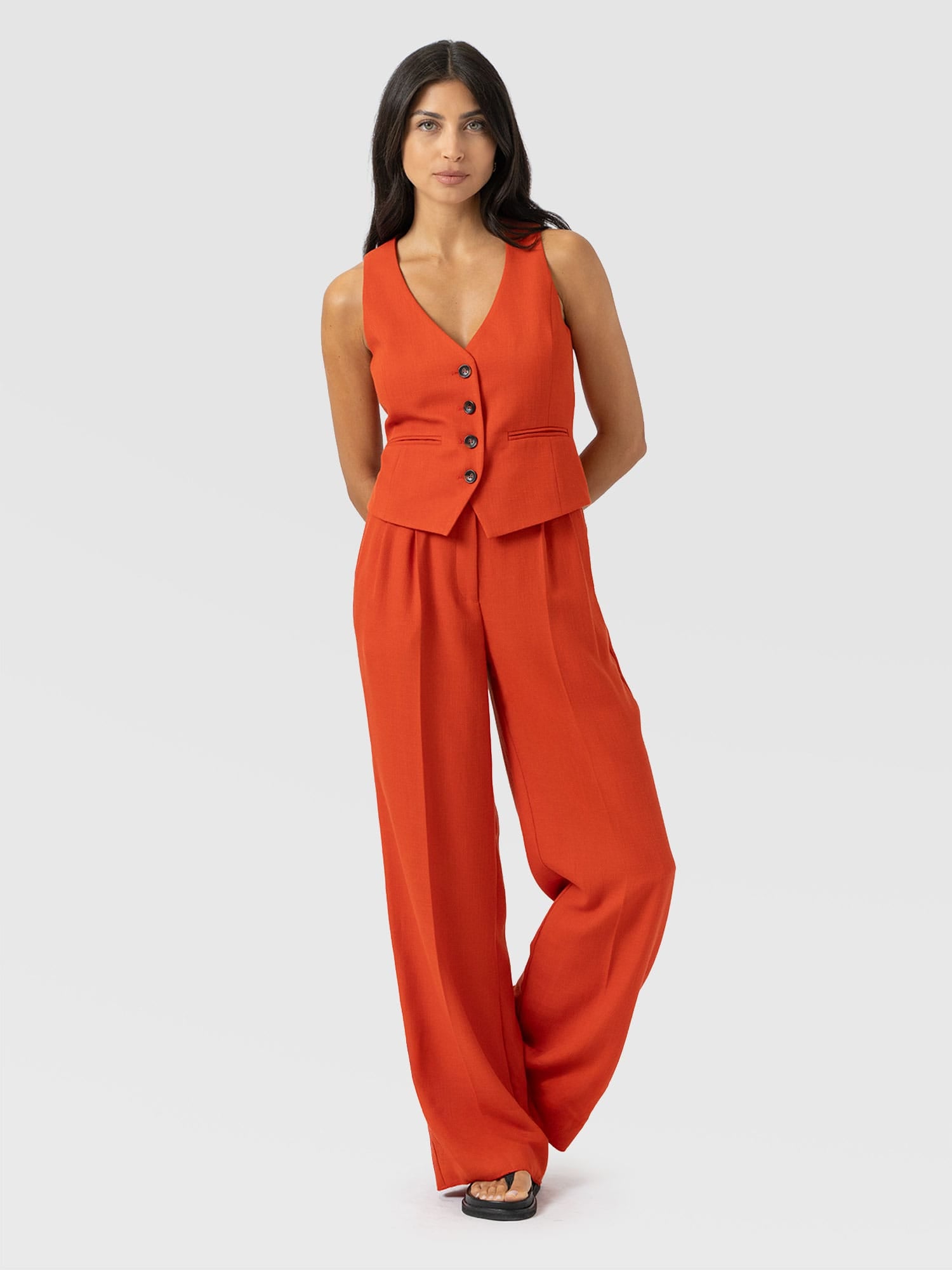 Argent Wide Leg Pant - Burnt Orange - Women's Pants | Saint + Sofia® USA