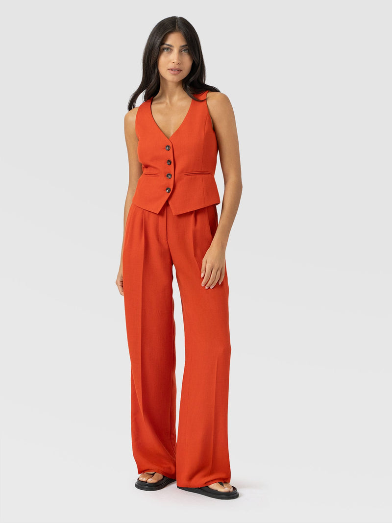 Argent Wide Leg Pant - Burnt Orange - Women's Pants | Saint + Sofia® USA