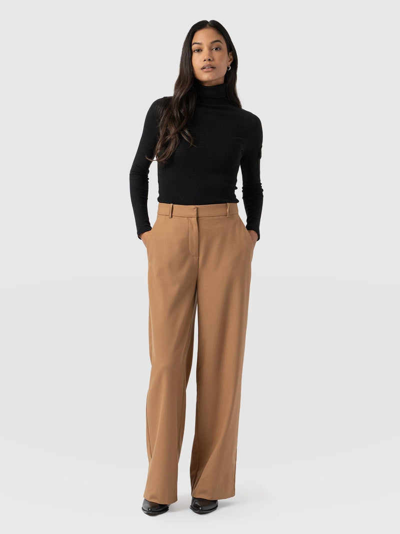 Argent Wide Leg Pant Camel - Women's Trousers | Saint + Sofia® UK