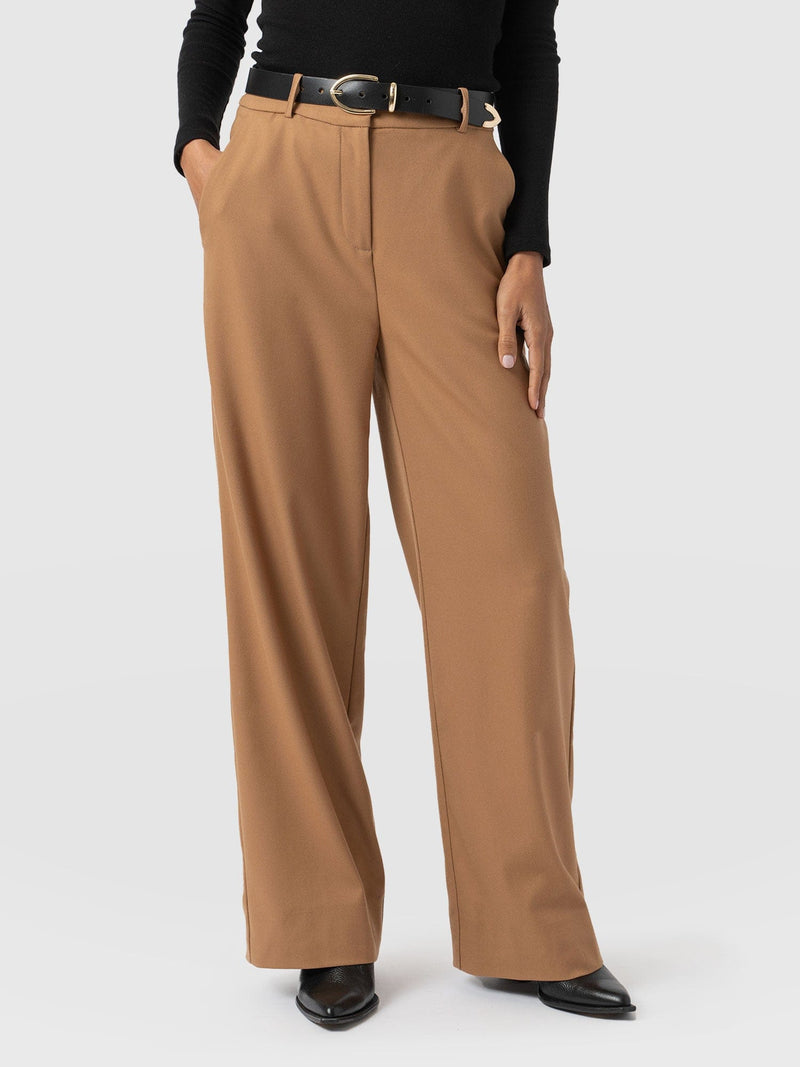 Argent Wide Leg Pant Camel - Women's Trousers | Saint + Sofia® UK