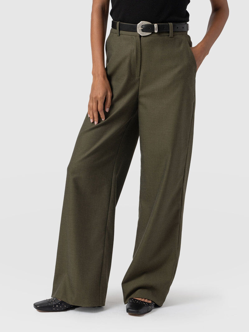 Argent Wide Leg Pant Khaki - Women's Trousers | Saint + Sofia® UK