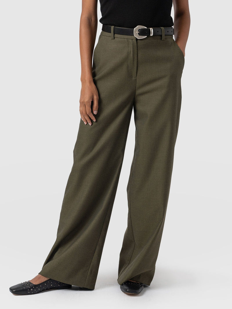 Argent Wide Leg Pant Khaki - Women's Trousers | Saint + Sofia® UK