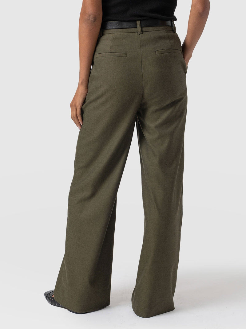 Argent Wide Leg Pant Khaki - Women's Trousers | Saint + Sofia® UK