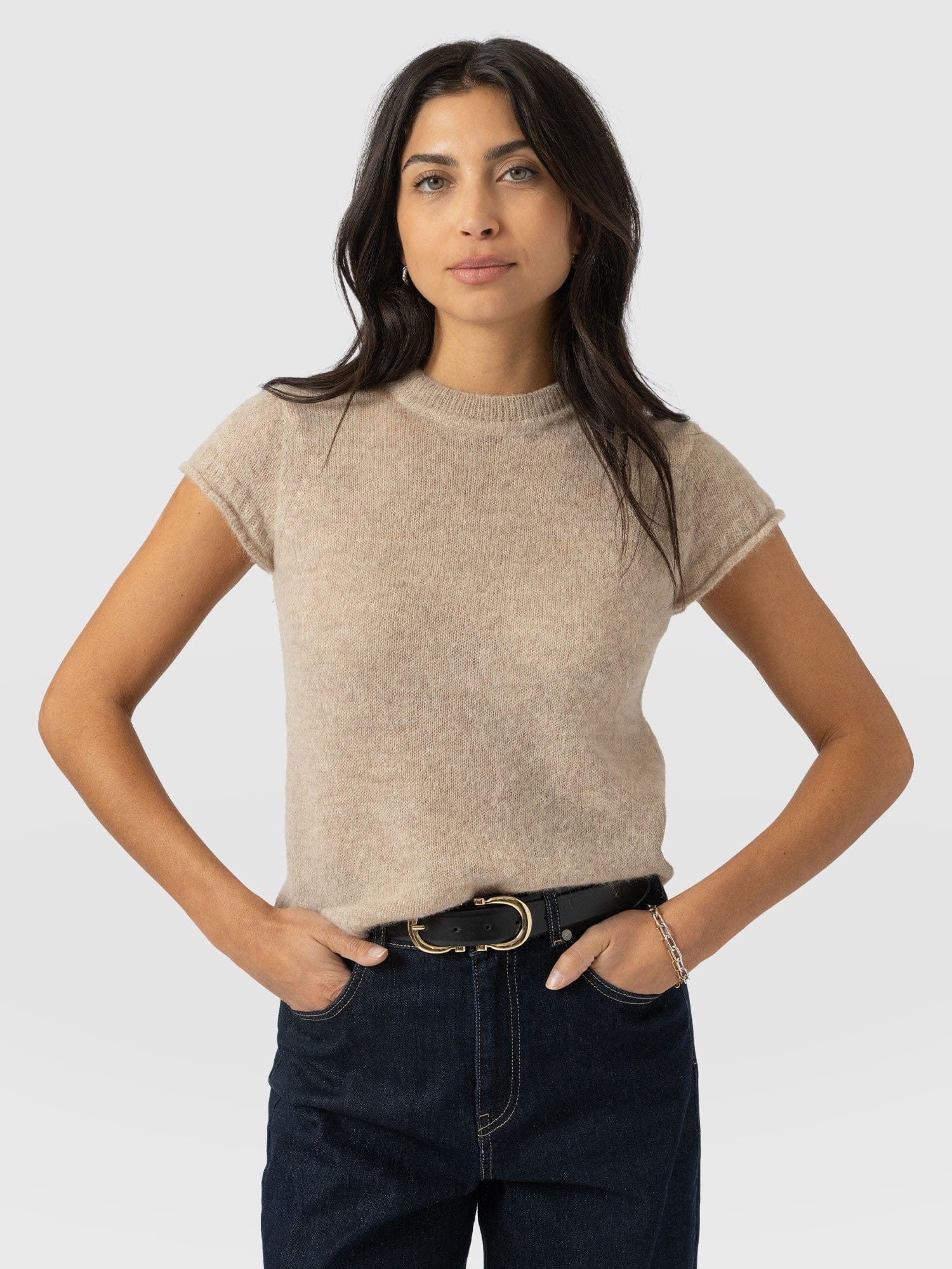 Ariella Baby Tee - Beige - Women's Sweaters | Saint + Sofia® USA