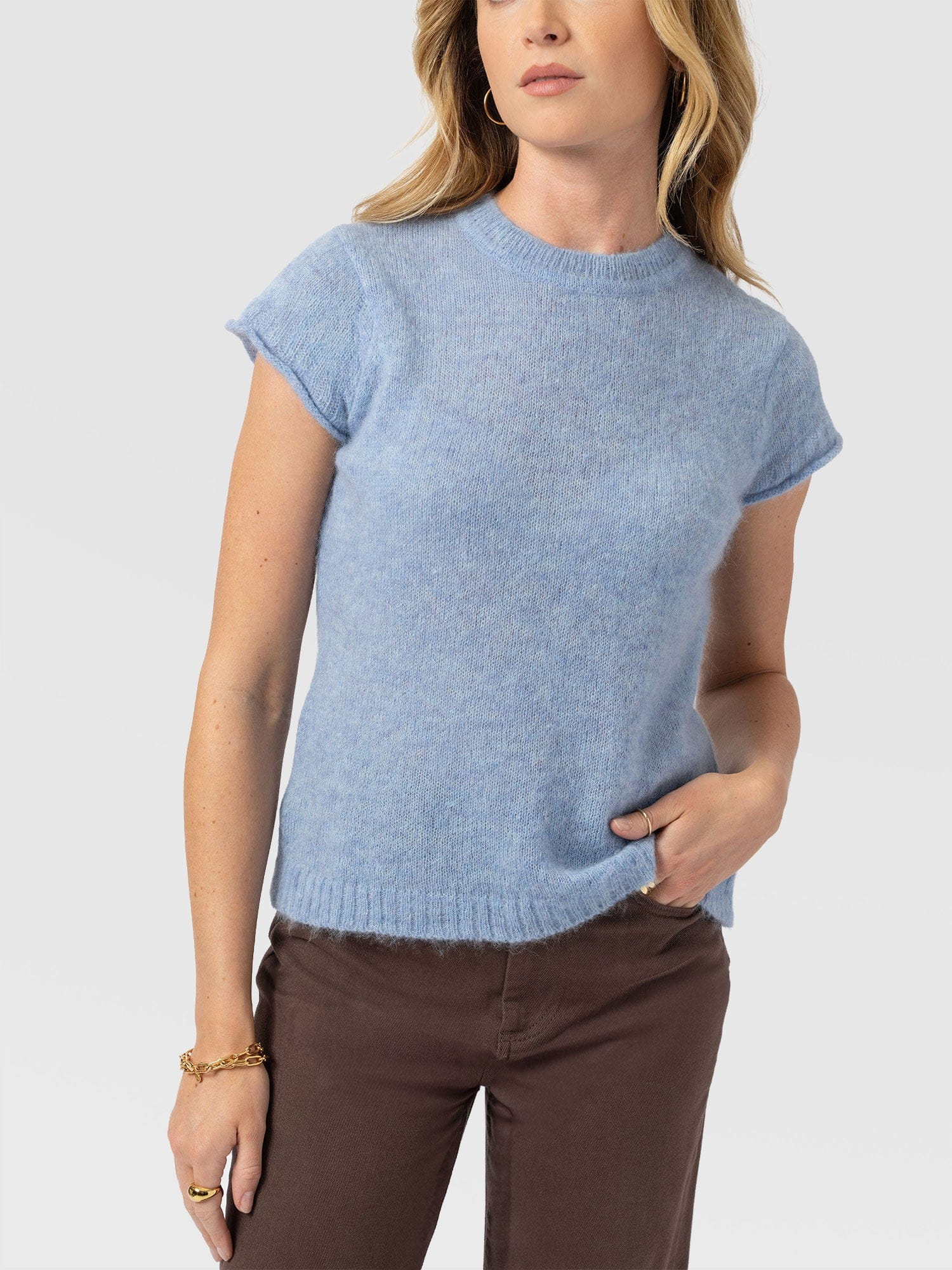 Ariella Baby Tee - Blue - Women's Sweaters | Saint + Sofia® USA