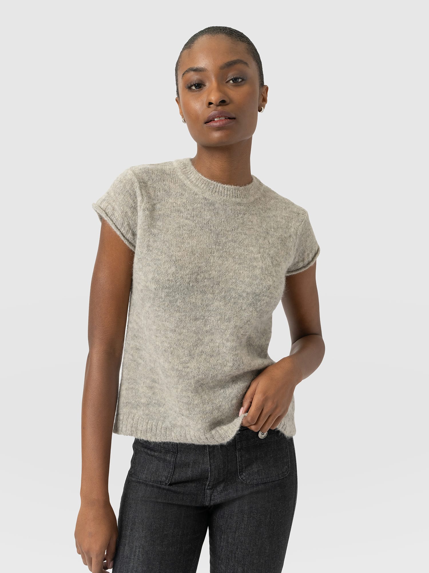 Ariella Baby Tee - Grey - Women's Sweaters | Saint and Sofia® USA