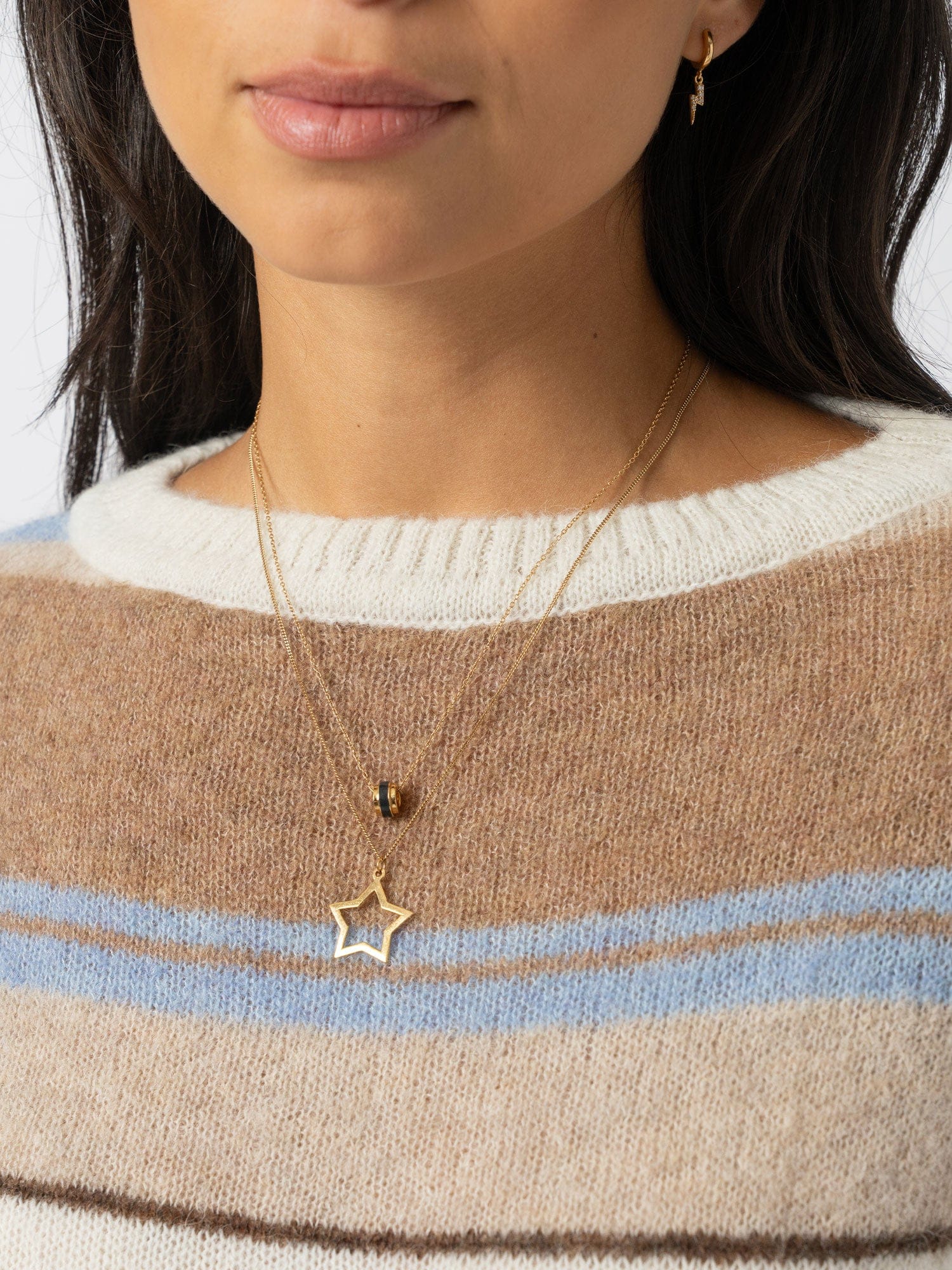 Ariella Boat Neck Sweater - Blue/Brown Stripe - Women's Sweaters | Saint + Sofia® USA