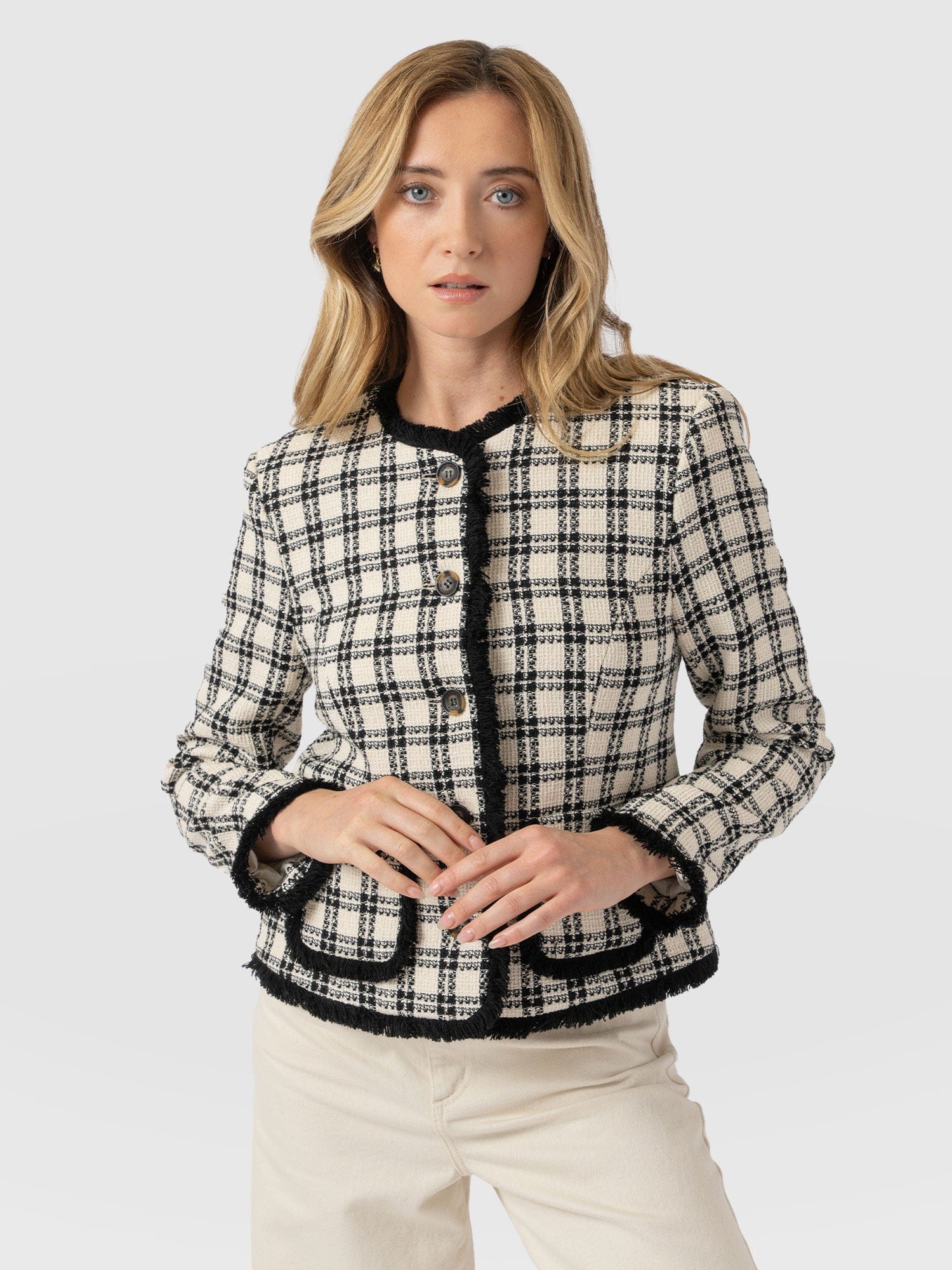 Ashby Jacket - Black/White Check - Women's Jackets | Saint + Sofia® USA