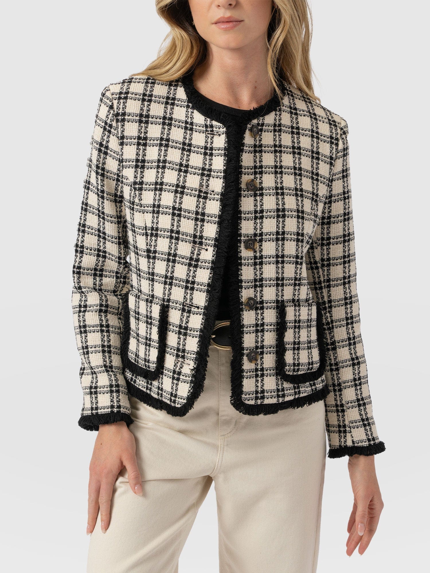 Ashby Jacket - Black/White Check - Women's Jackets | Saint + Sofia® USA
