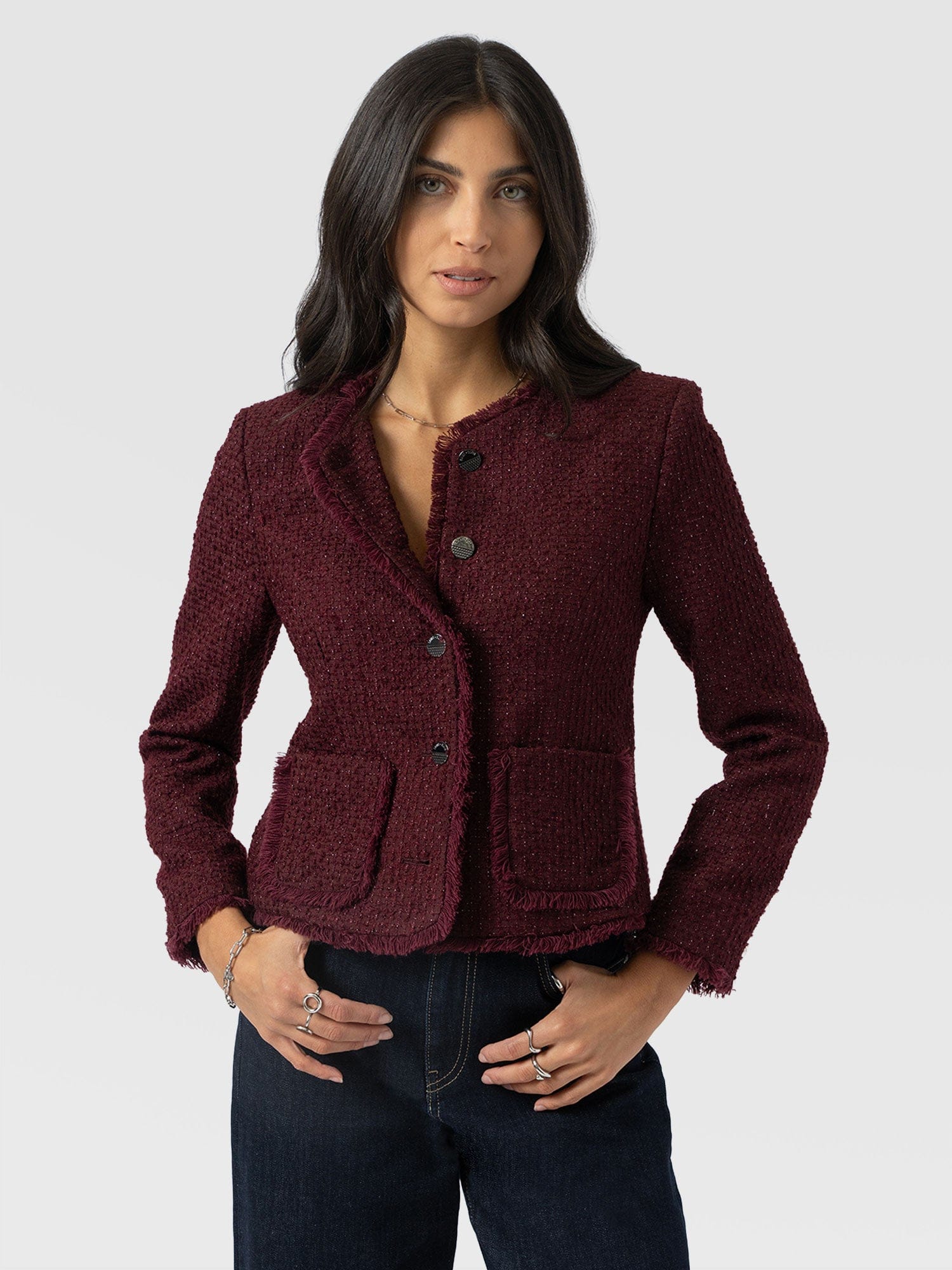 Ashby Jacket Maroon - Women's Jackets | Saint + Sofia® US