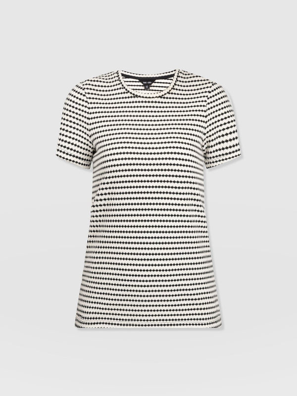 Asher Crew Neck Tee Monochrome Jacquard - Women's T-Shirts | Saint + Sofia® UK