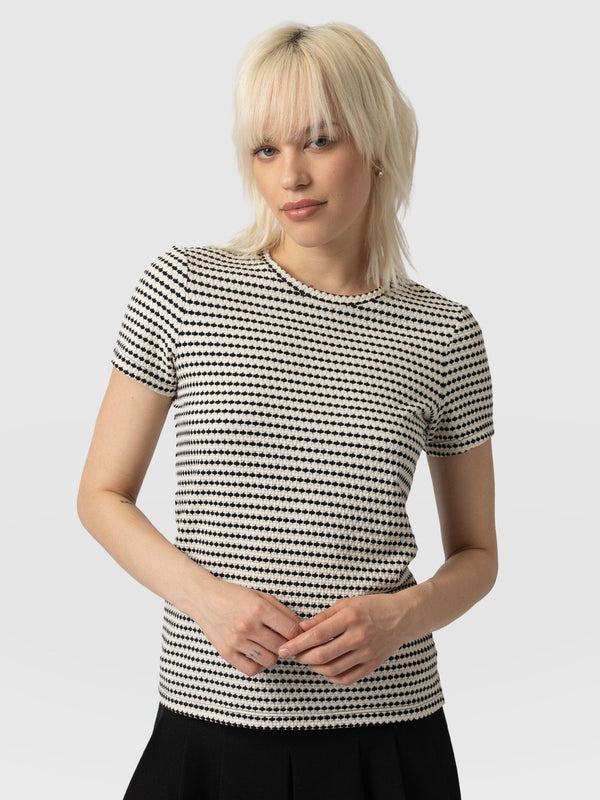 Asher Crew Neck Tee Monochrome Jacquard - Women's T-Shirts | Saint + Sofia® USA