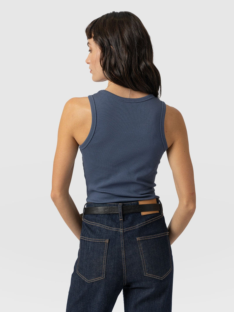 Asher Scoop Neck Vest - Dusty Blue