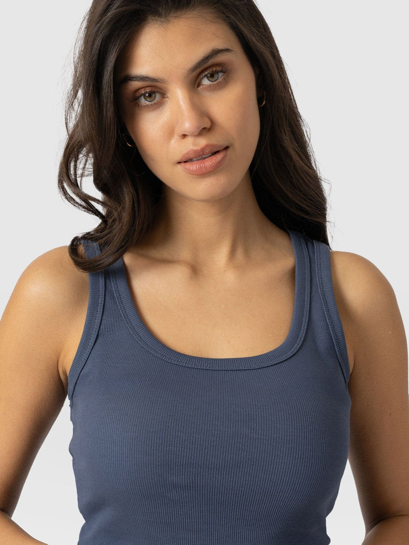 Asher Scoop Neck Vest Dusty Blue - Women's Vests | Saint + Sofia® US