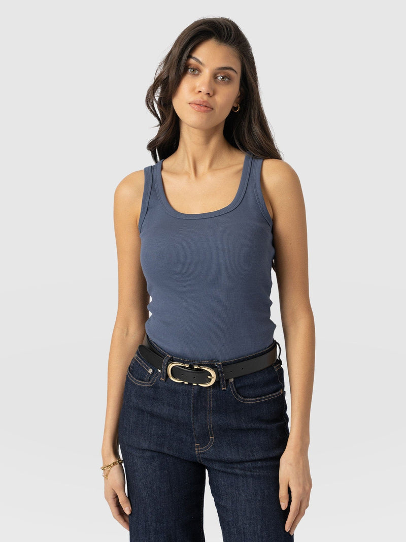 Asher Scoop Neck Vest Dusty Blue - Women's Vests | Saint + Sofia® US