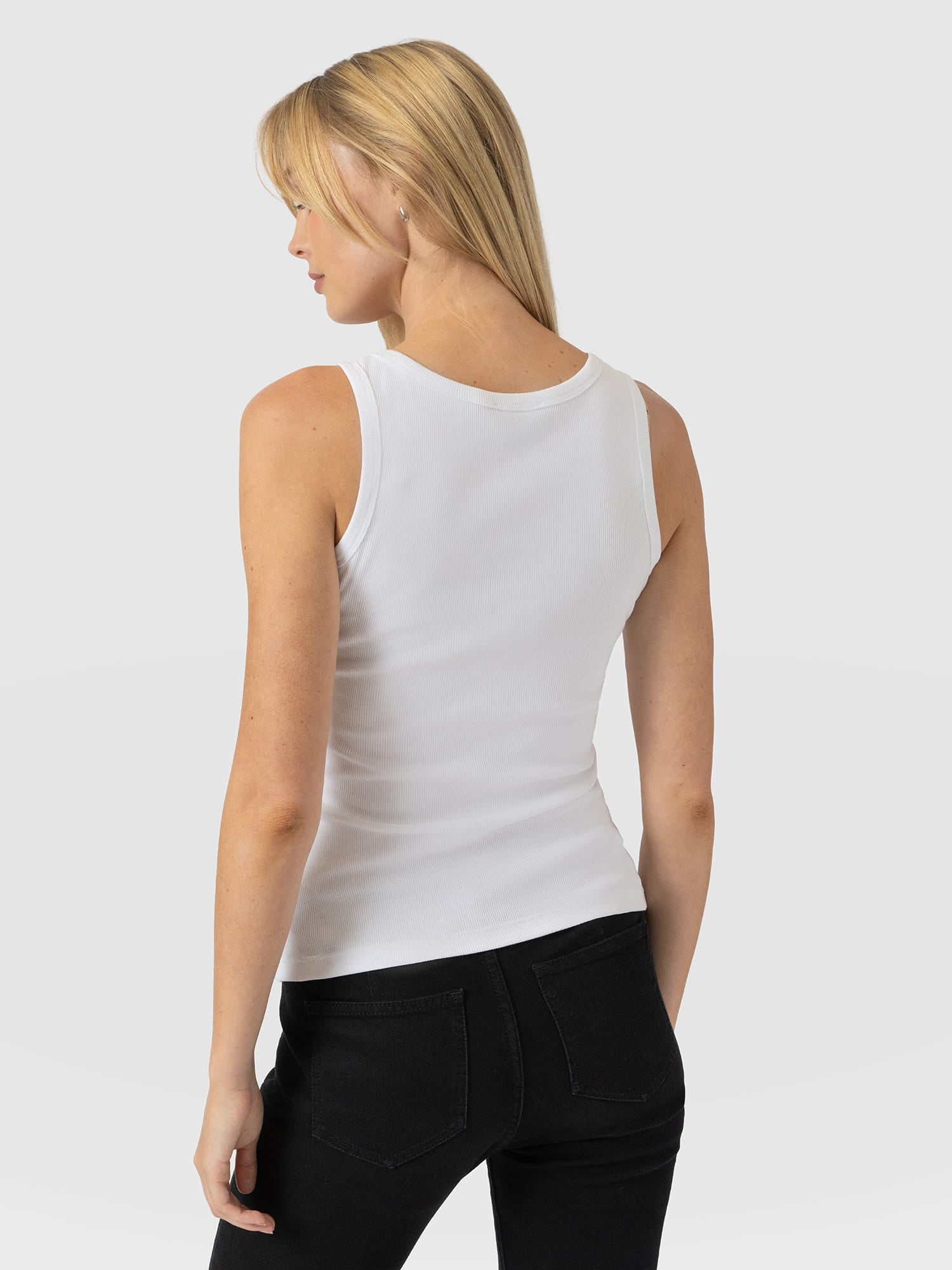 Asher Scoop Neck Vest White - Women's Vests | Saint and Sofia® USA