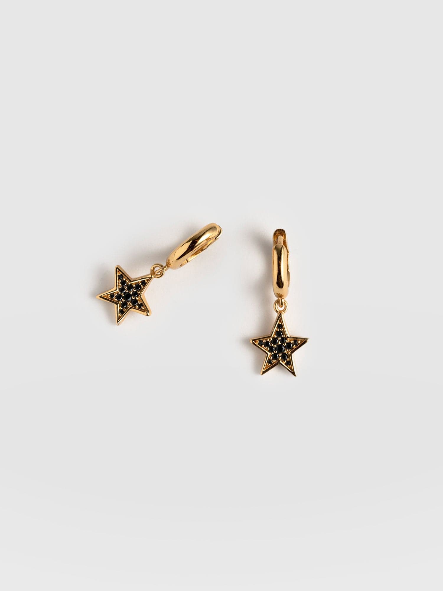Astral Star Charm Drop Huggie Earrings Gold/Black - Women's Jewellery | Saint + Sofia® USA