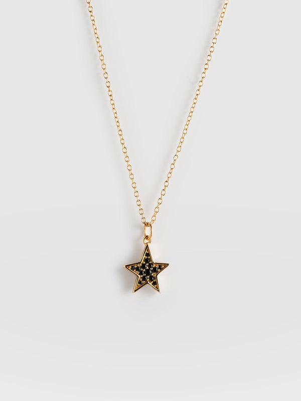 Astral Star Necklace Gold/Black - Women's Jewellery | Saint + Sofia® UK