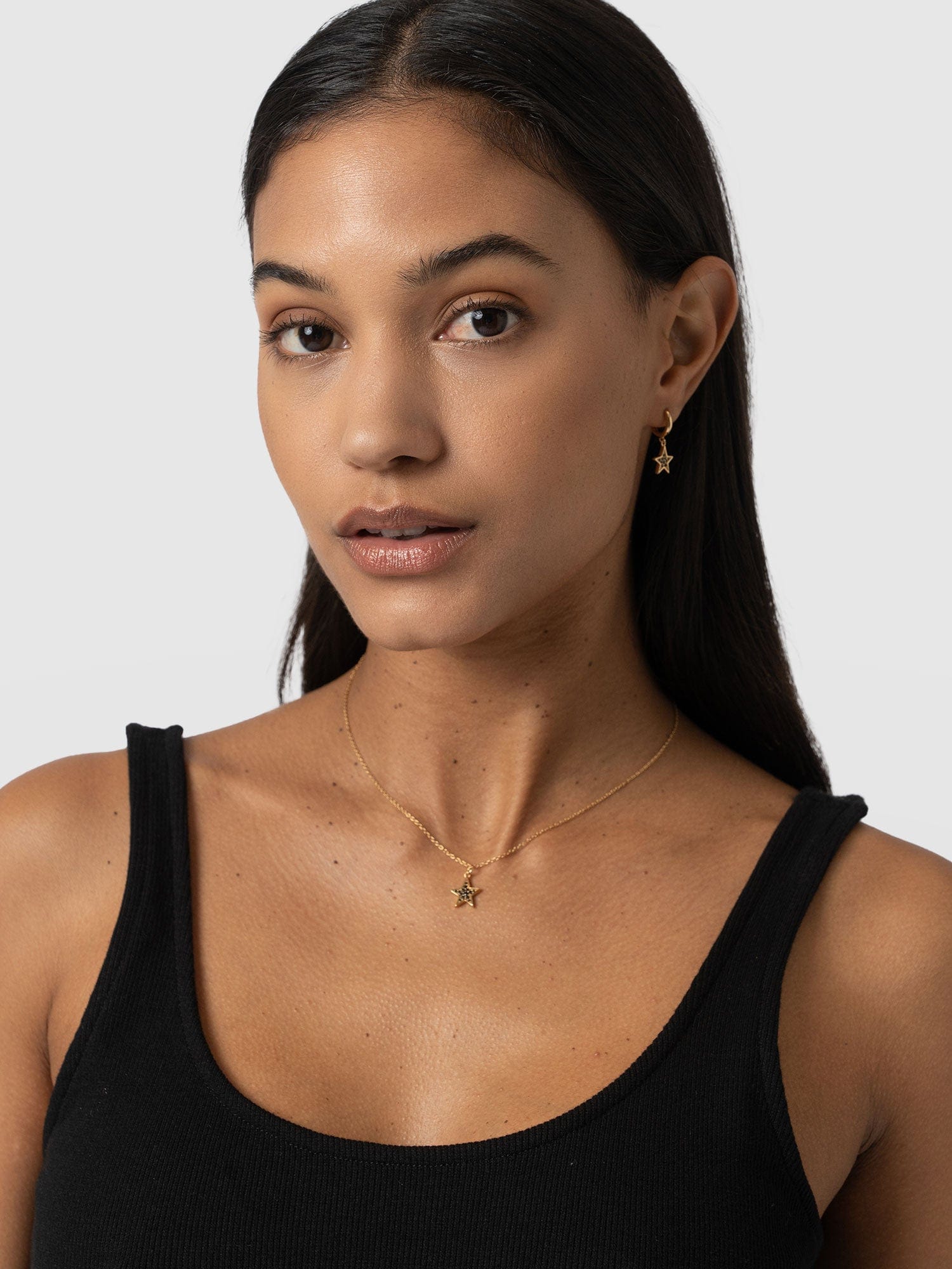 Astral Star Necklace Gold/Black - Women's Jewellery | Saint + Sofia® USA