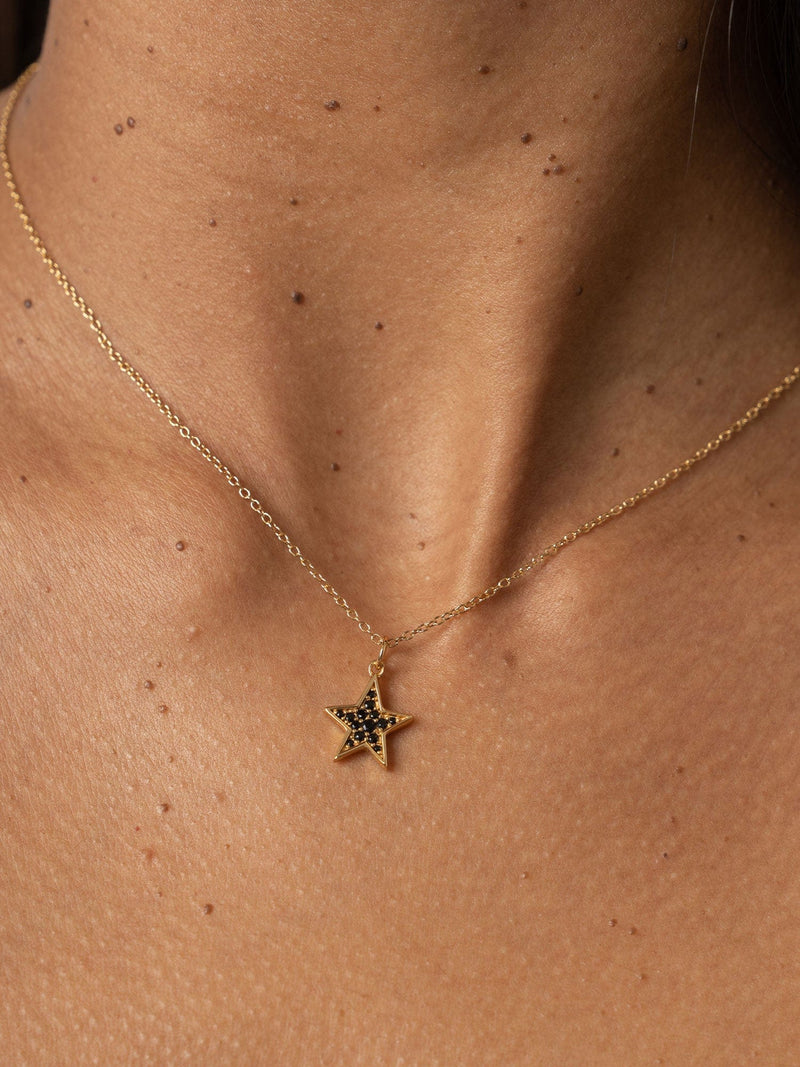 Astral Star Necklace Gold/Black - Women's Jewellery | Saint + Sofia® USA