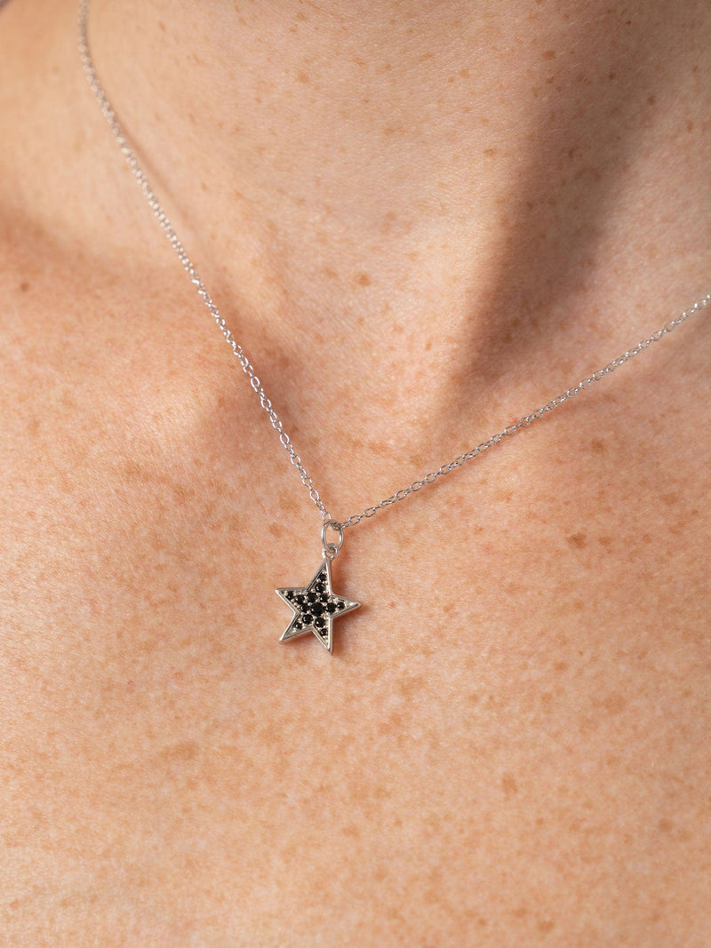 Astral Star Necklace Silver/Black - Women's Jewellery | Saint + Sofia® USA
