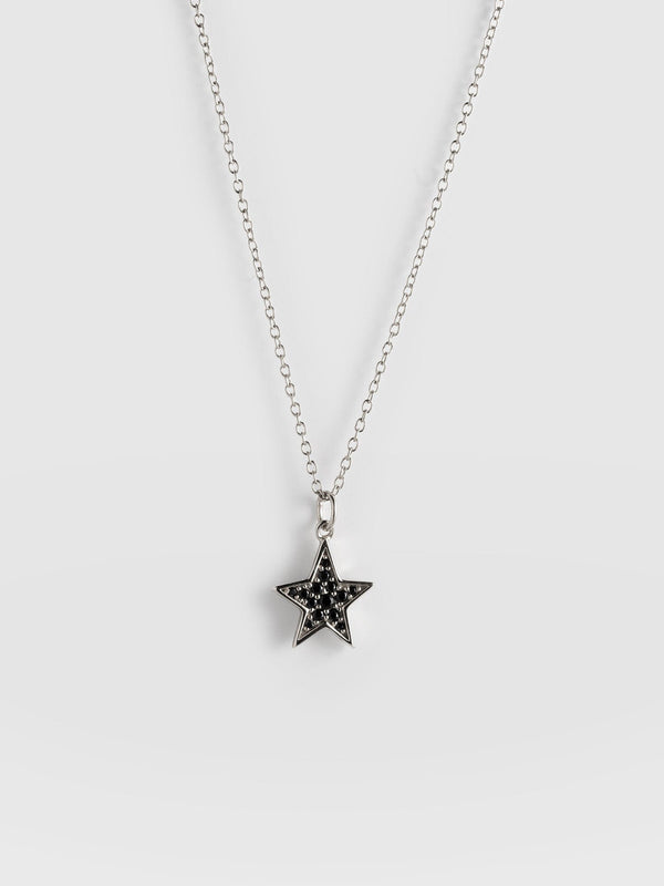 Astral Star Necklace Silver/Black - Women's Jewellery | Saint + Sofia® USA