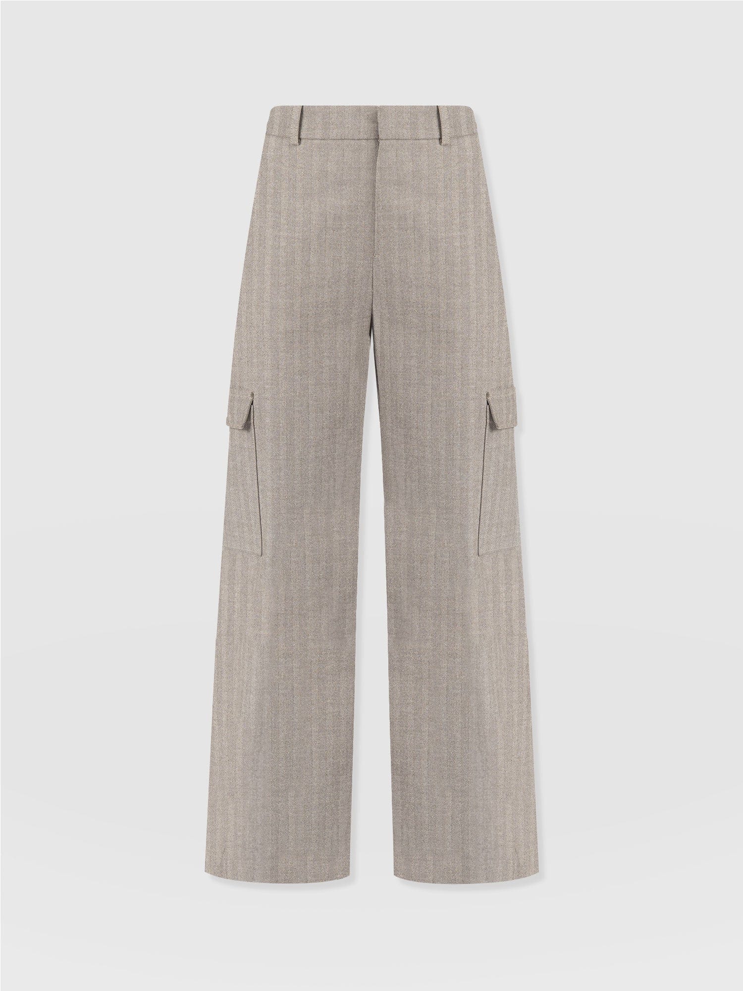 Astrid Cargo Pant Brown Herringbone - Women's Pants | Saint + Sofia® US