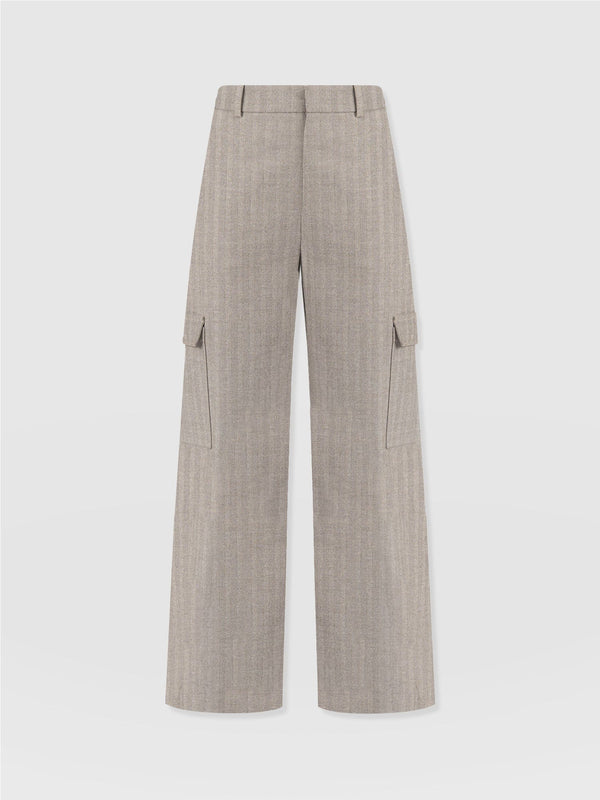 Astrid Cargo Pant Brown Herringbone - Women's Pants | Saint + Sofia® US