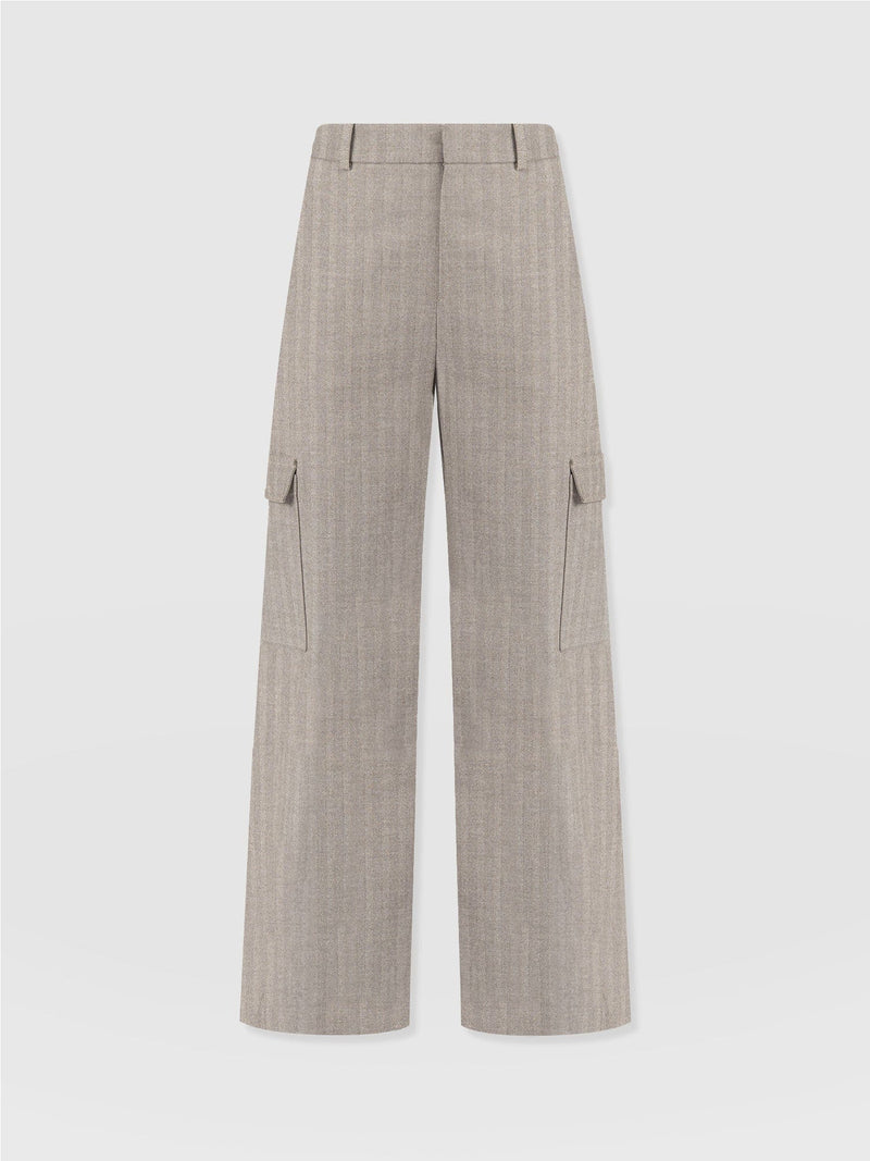 Astrid Cargo Pant Brown Herringbone - Women's Pants | Saint + Sofia® US