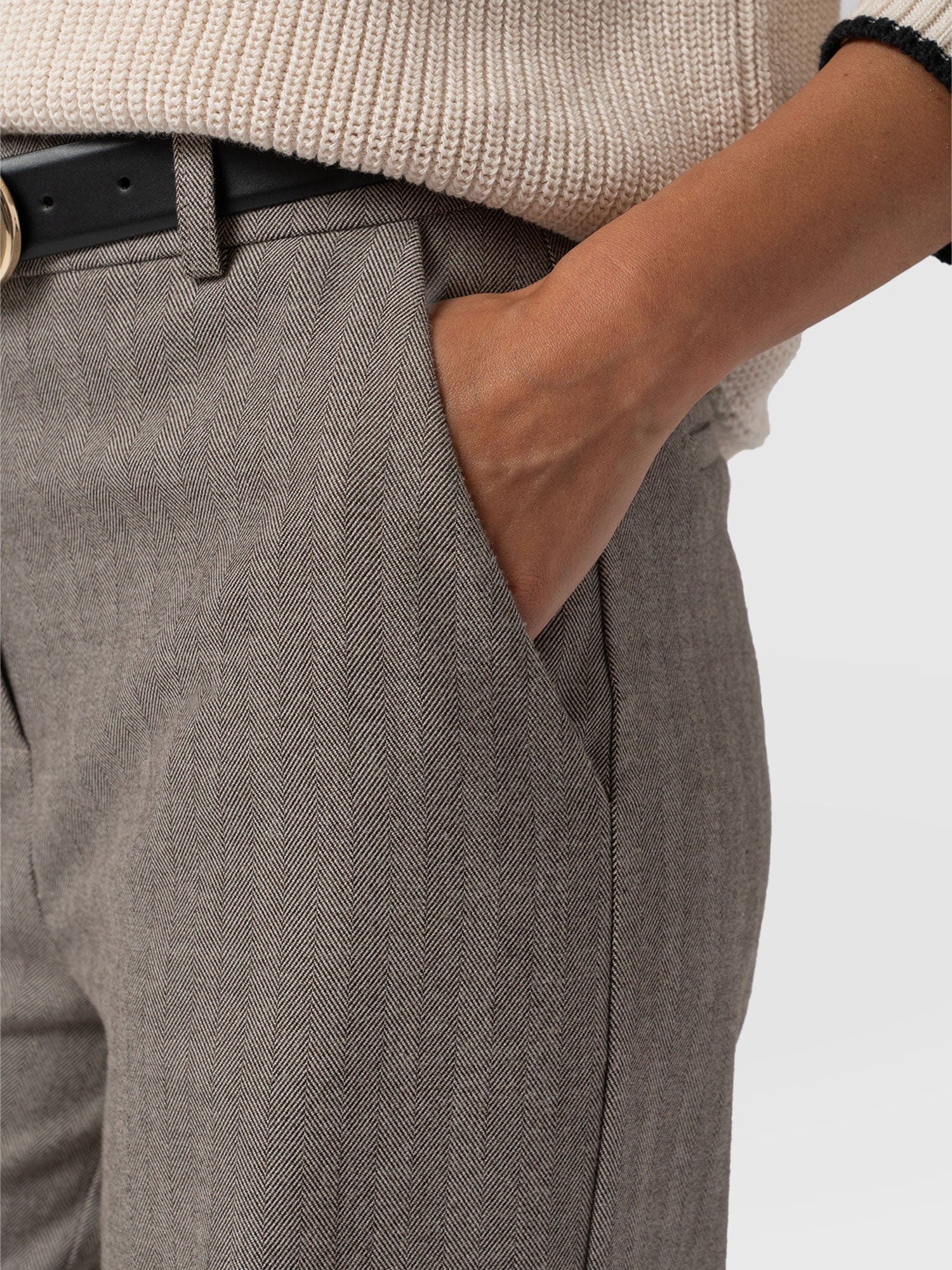 Astrid Cargo Pant Brown Herringbone - Women's Pants | Saint + Sofia® US