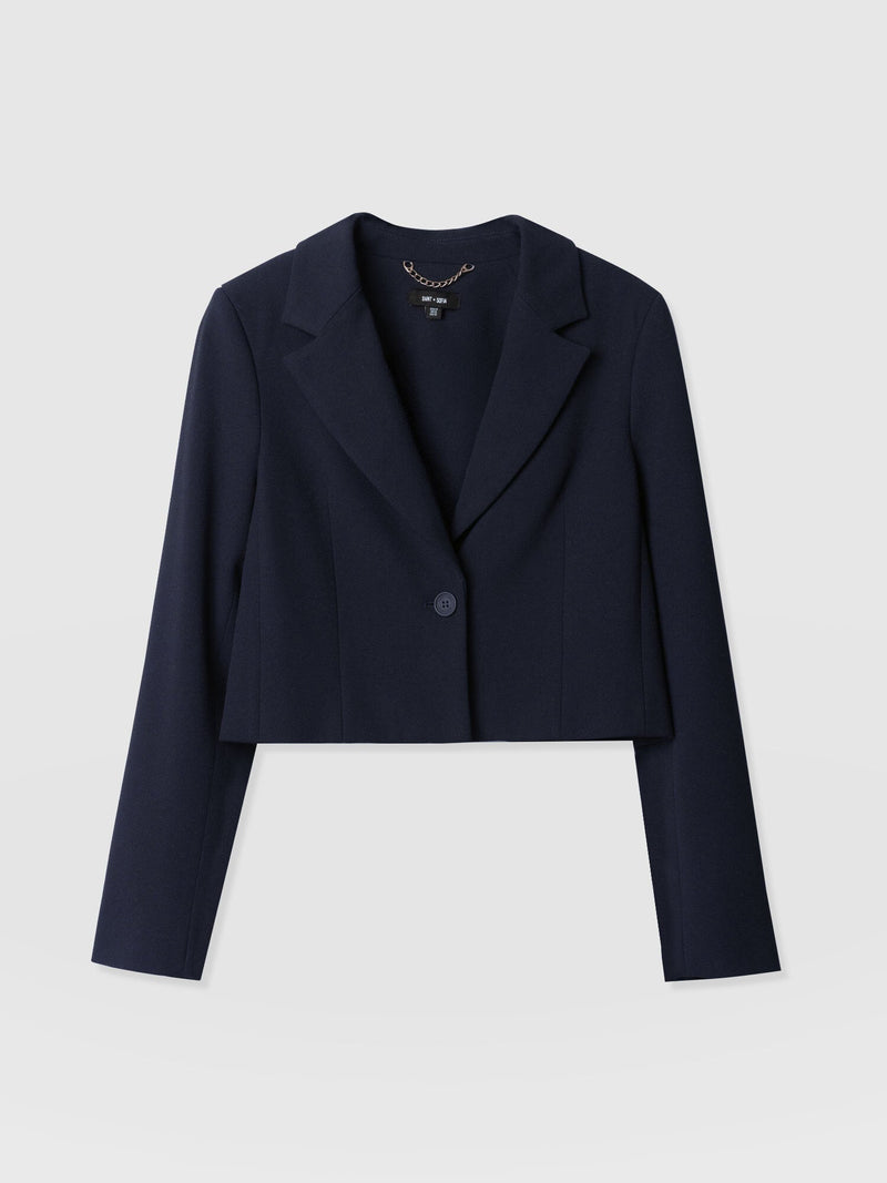 Astrid Crop Blazer Navy - Women's Blazers | Saint + Sofia® US