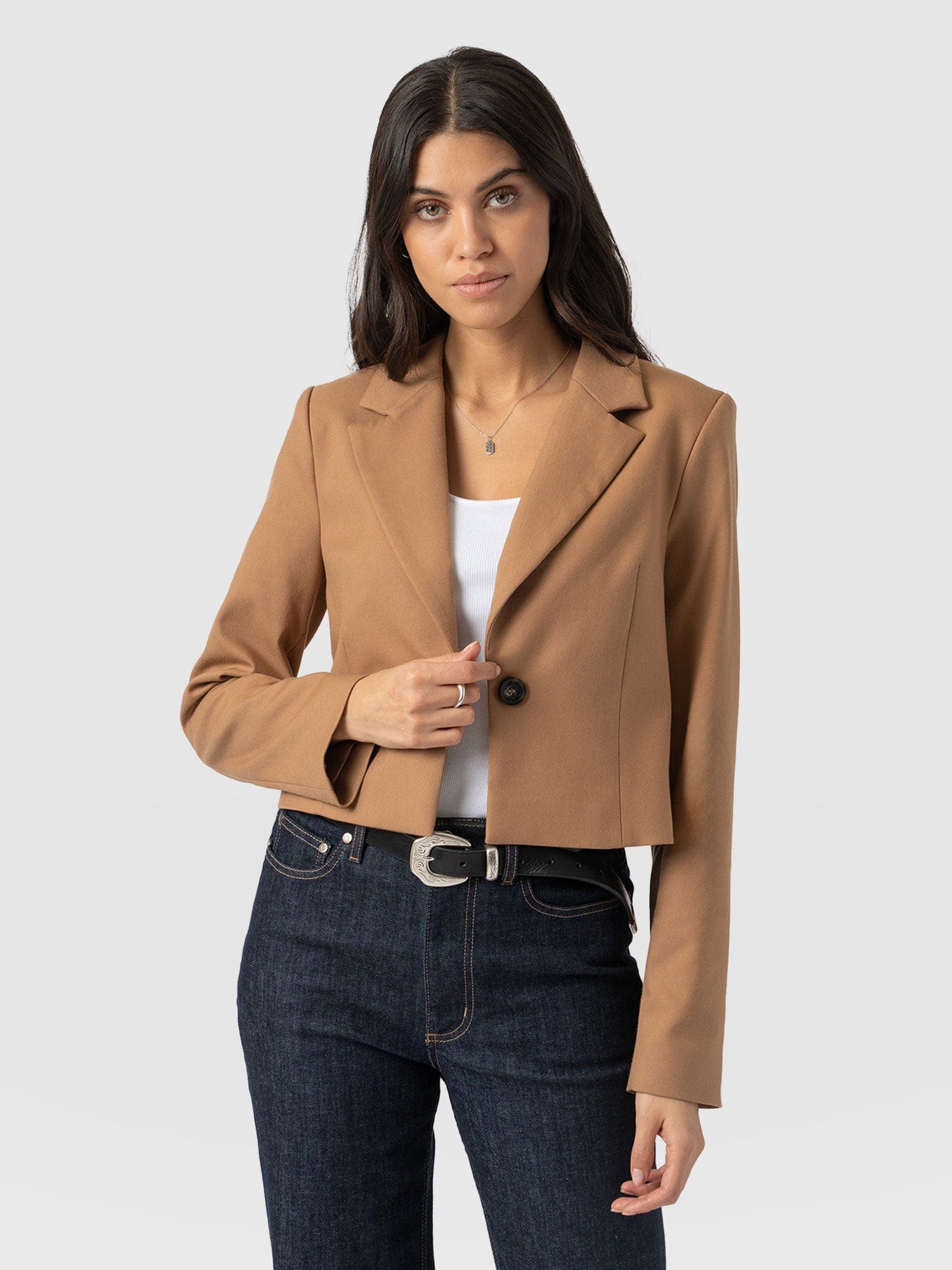 Astrid Crop Blazer Camel - Women's Blazers | Saint + Sofia® US