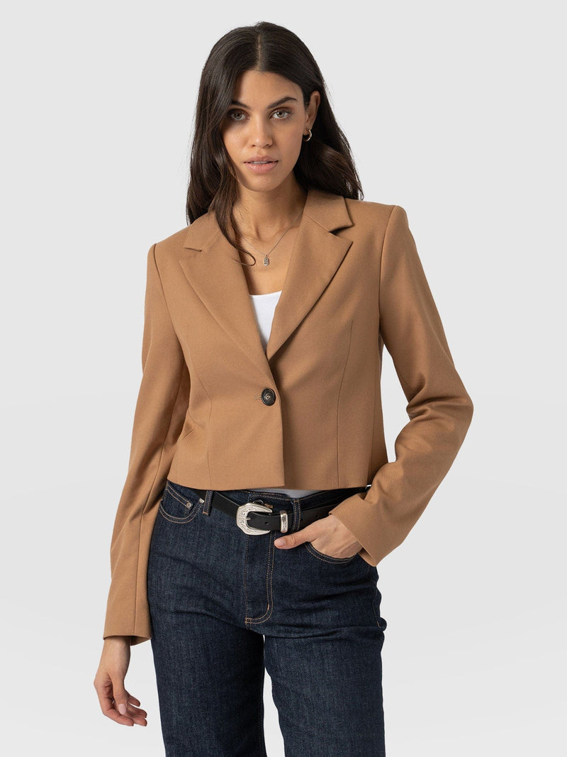 Astrid Crop Blazer - Tan