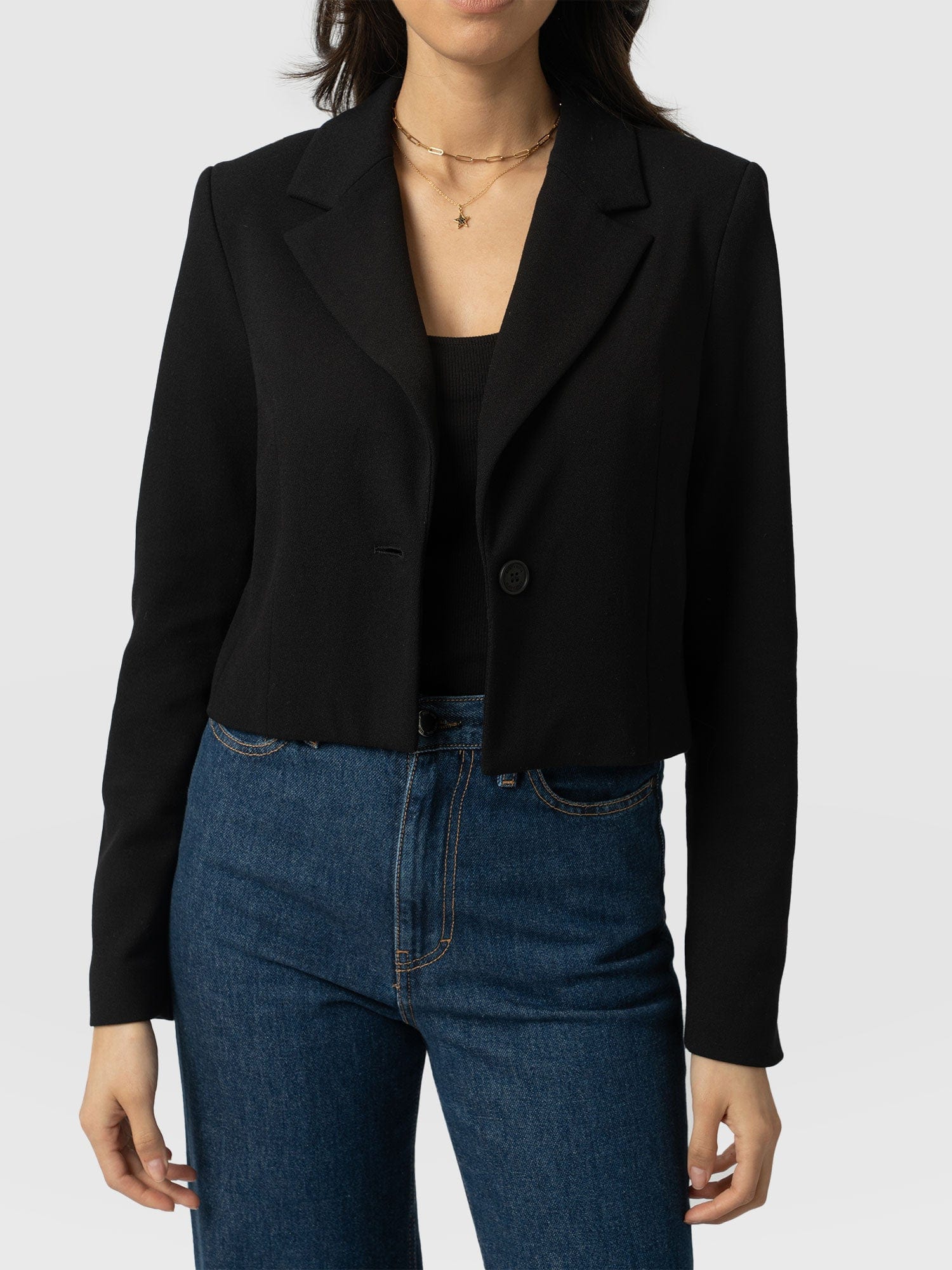 Astrid Cropped Blazer Black - Women's Blazers | Saint + Sofia® USA