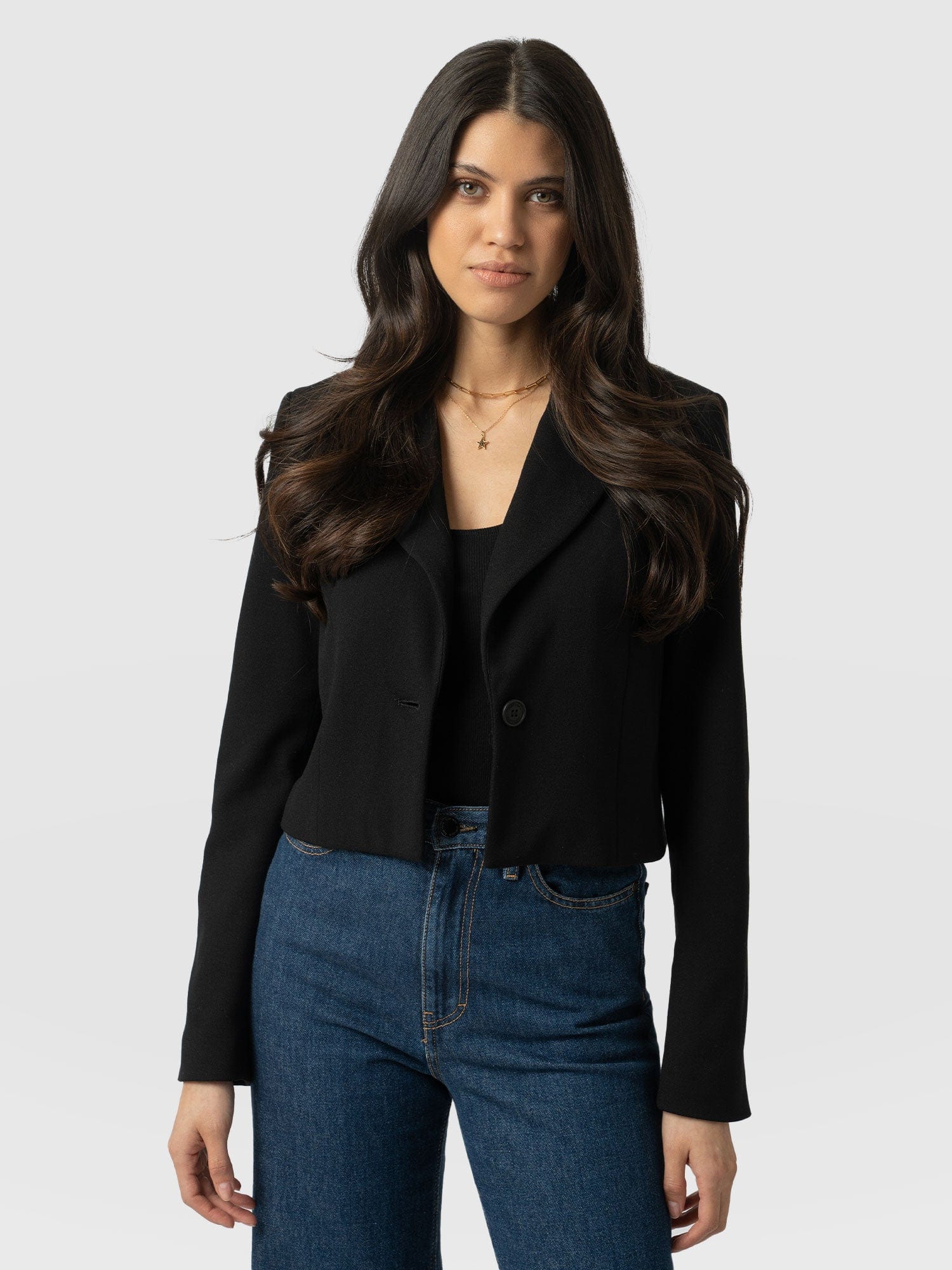 Astrid Cropped Blazer Black - Women's Blazers | Saint + Sofia® USA