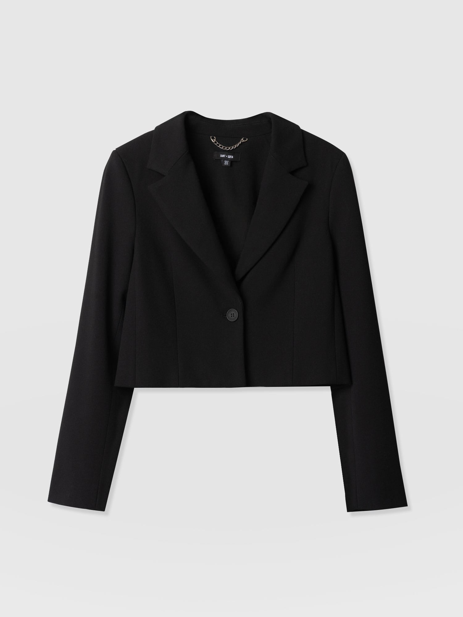 Astrid Cropped Blazer - Black - Women's Jackets | Saint + Sofia® USA