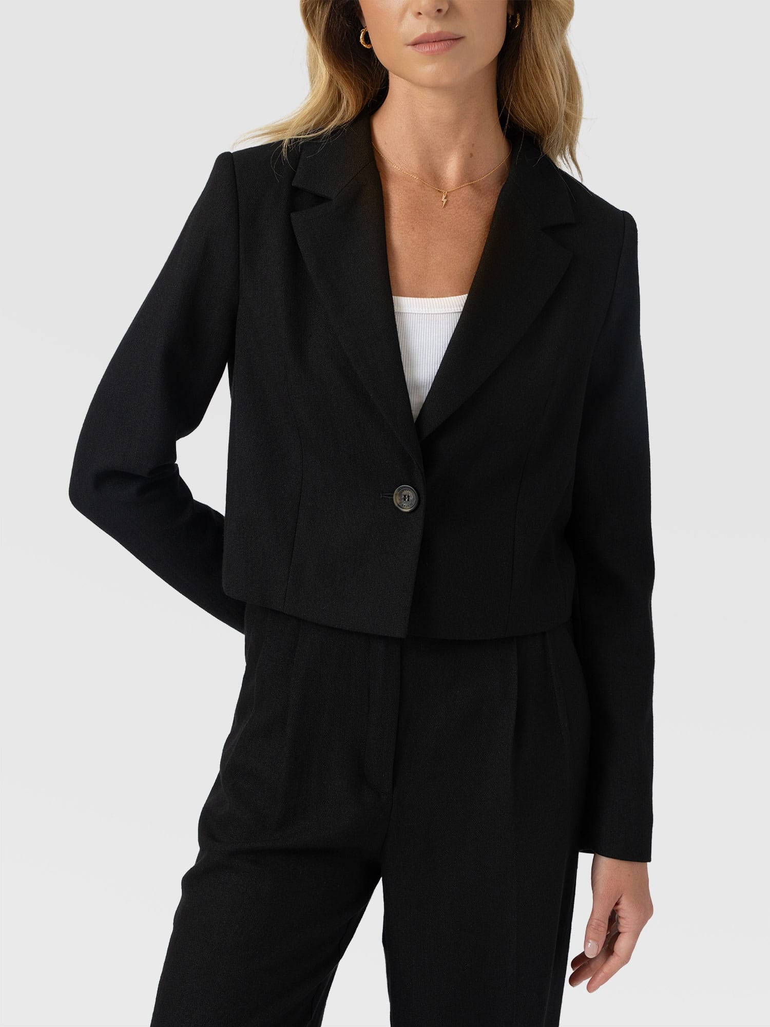 Astrid Cropped Blazer - Black - Women's Jackets | Saint + Sofia® USA