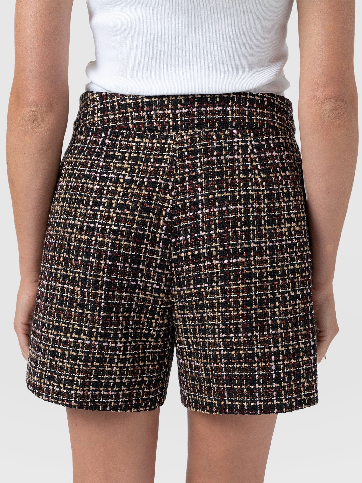 Astrid Short - Black/Burgundy/Gold Boucle - Women's Shorts | Saint + Sofia® USA