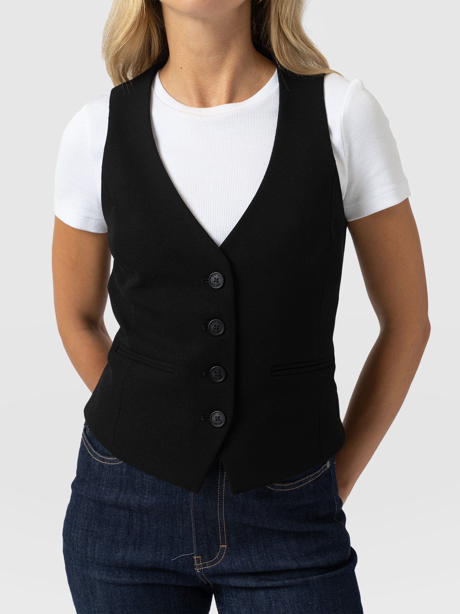 Astrid Vest Black - Women's Blazers | Saint + Sofia® USA