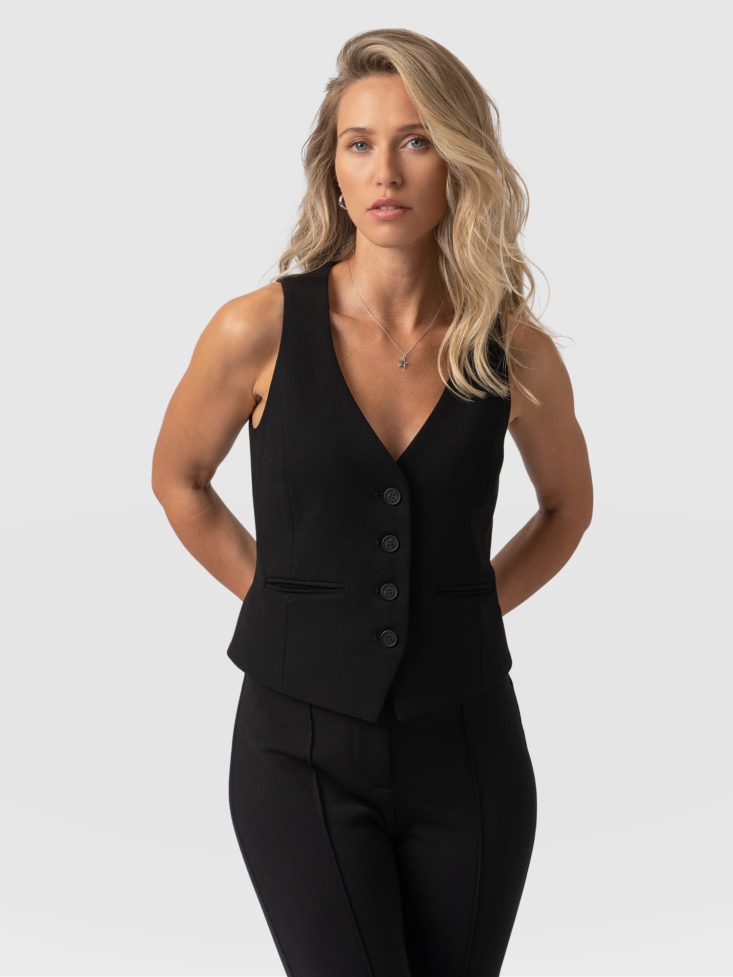 Astrid Vest Black - Women's Blazers | Saint + Sofia® USA