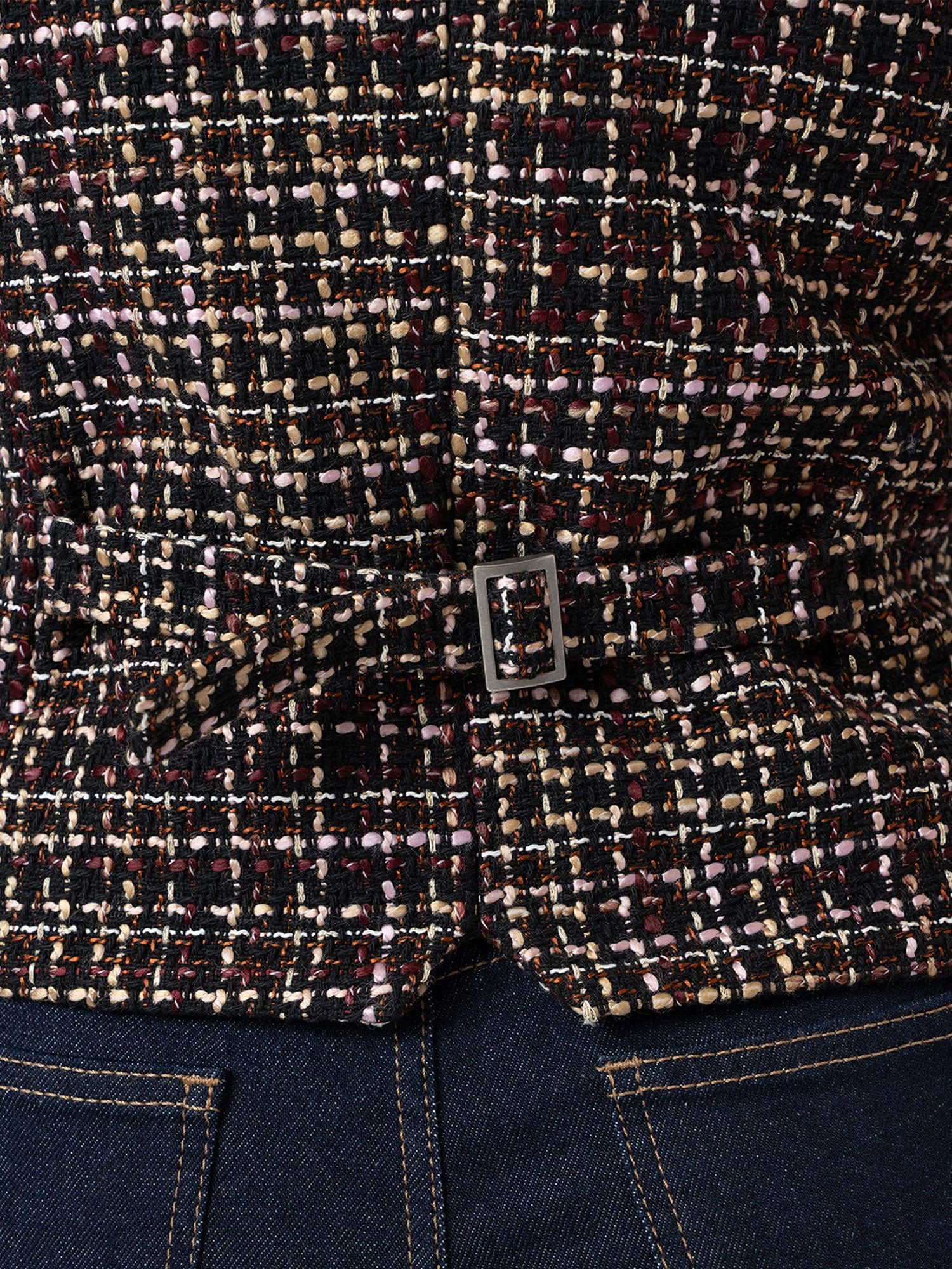 Astrid Waistcoat - Black/Burgundy/Gold Boucle - Women's Jackets | Saint + Sofia® USA