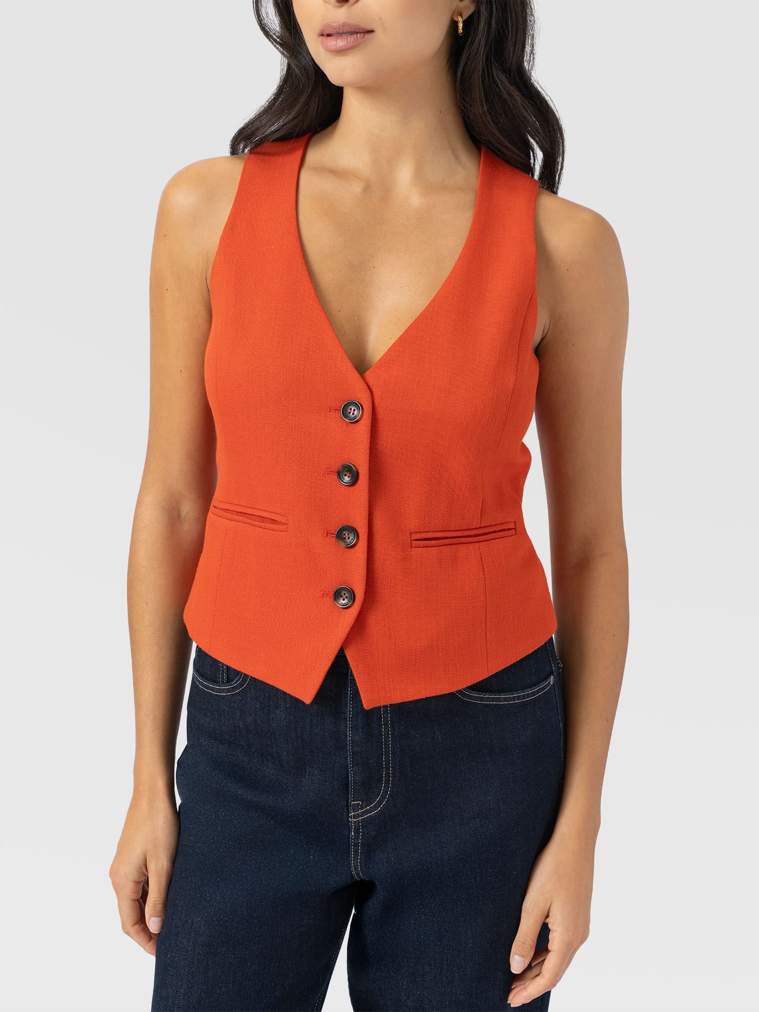 Astrid Waistcoat - Burnt Orange - Women's Jackets | Saint + Sofia® USA