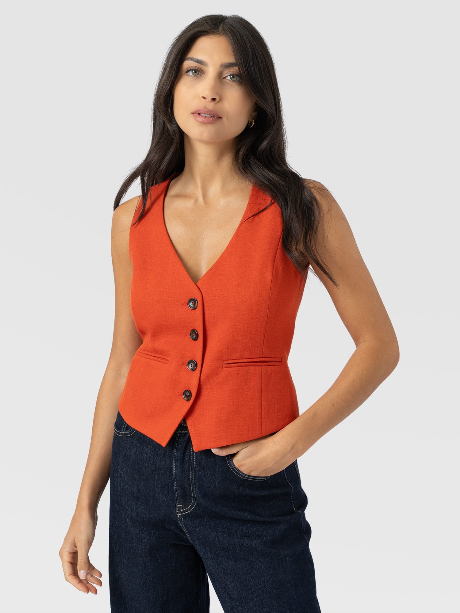 Astrid Waistcoat - Burnt Orange - Women's Jackets | Saint + Sofia® USA