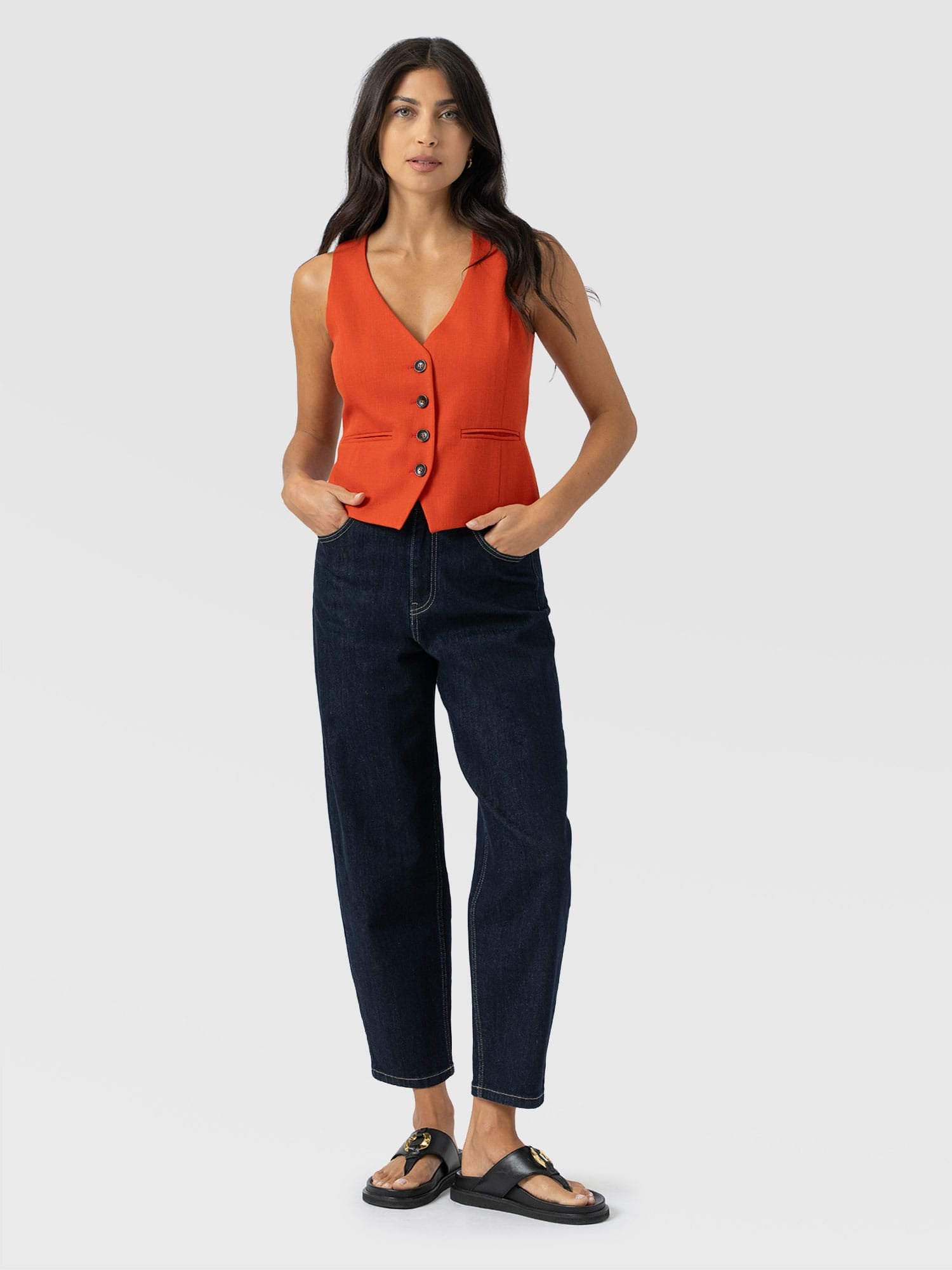 Astrid Waistcoat - Burnt Orange - Women's Jackets | Saint + Sofia® USA