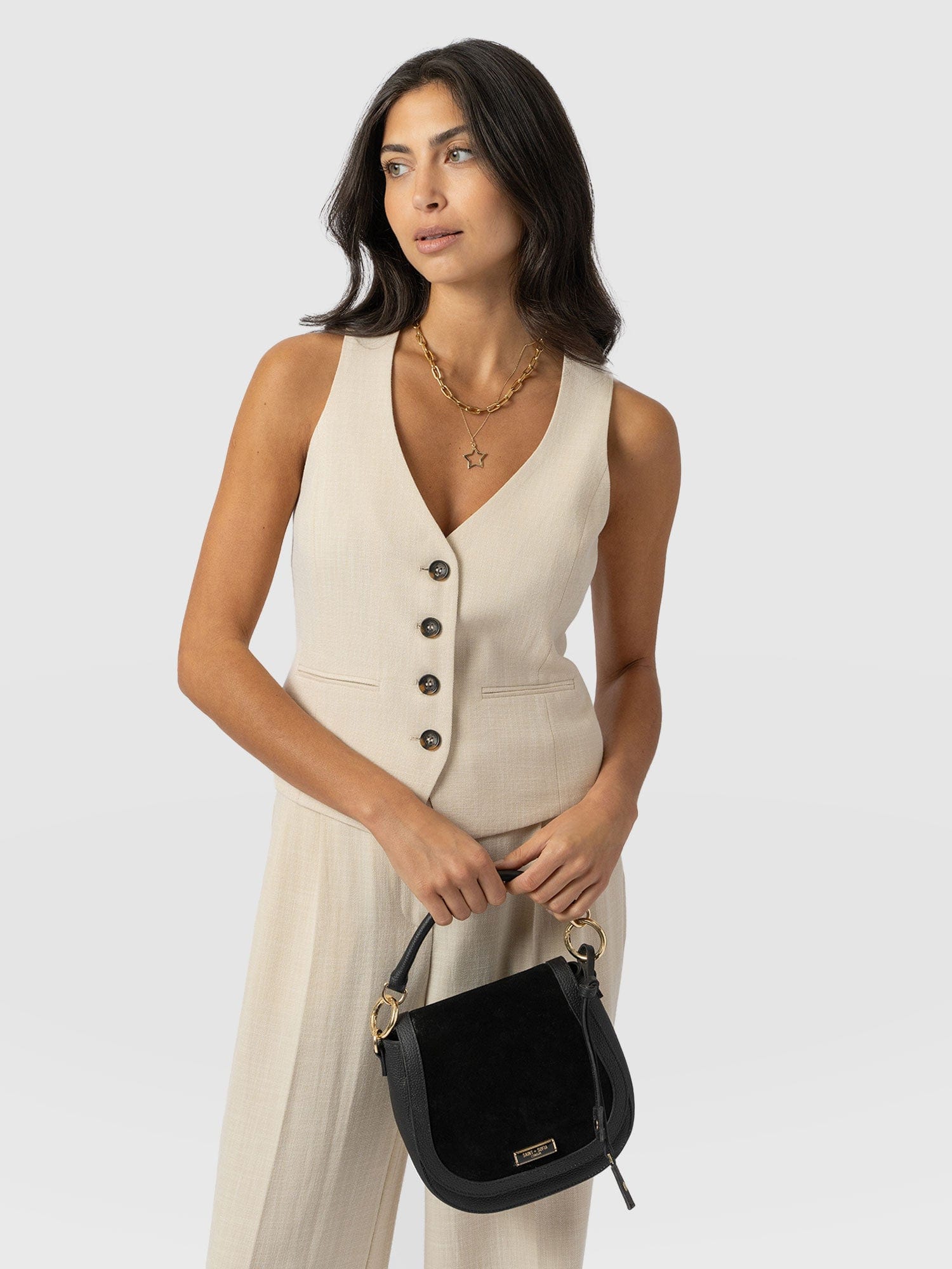 Astrid Waistcoat Cream - Women's Blazers | Saint and Sofia® USA
