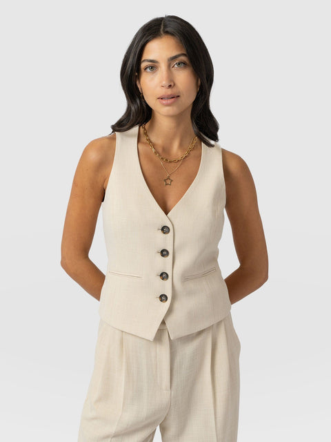 Astrid Waistcoat Cream - Women's Blazers | Saint and Sofia® USA