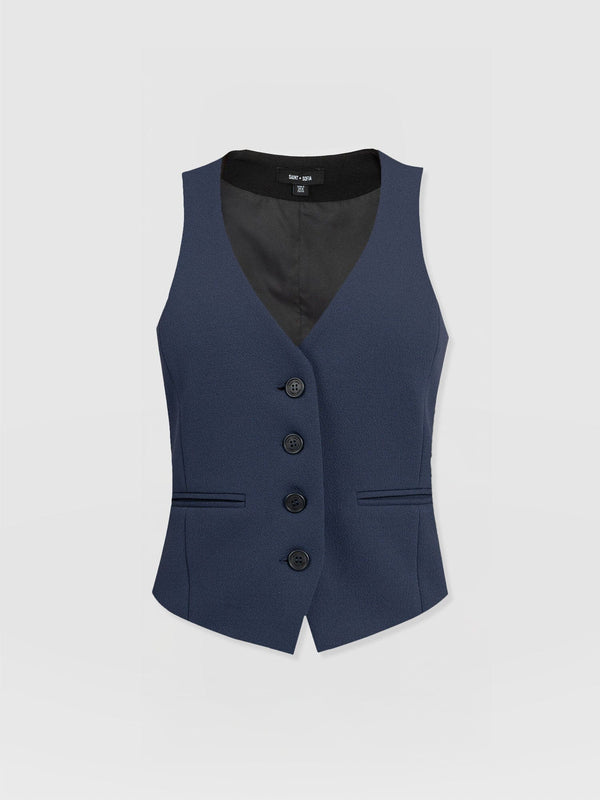 Astrid Waistcoat - Navy - Women's Jackets | Saint + Sofia? USA