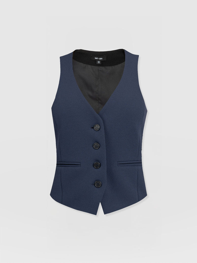 Astrid Waistcoat - Navy - Women's Jackets | Saint + Sofia? USA